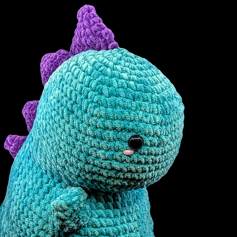 Jumbo Kawaii Teal / Purple Dinosaur Crochet Plush