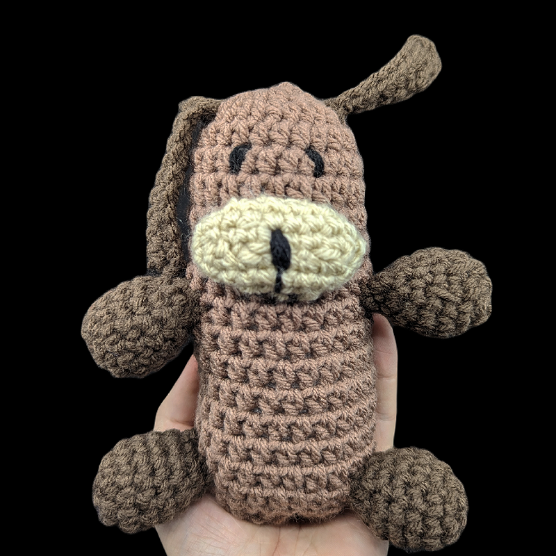 Brown / Tan Woobie Dog Acrylic Crochet Plush Doll