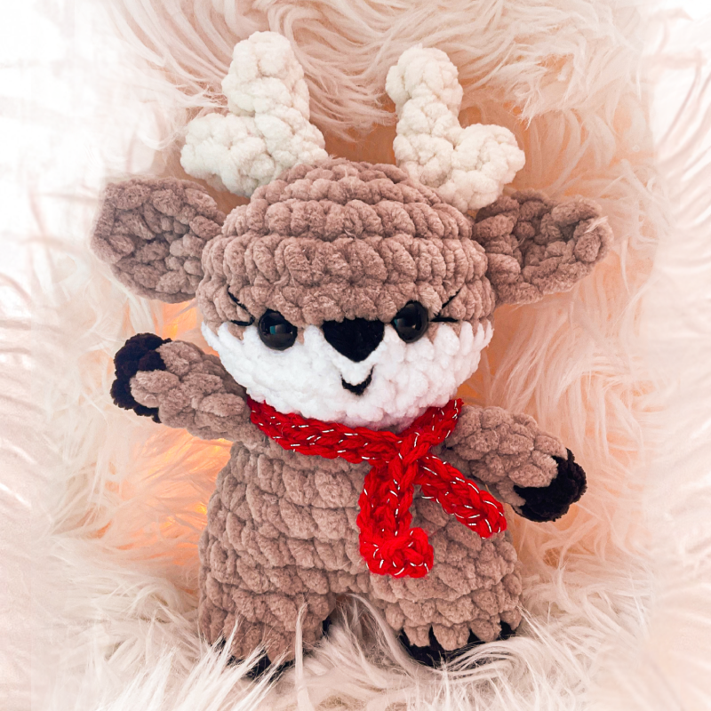 Reindeer Crochet Plush with Red Scarf (B)