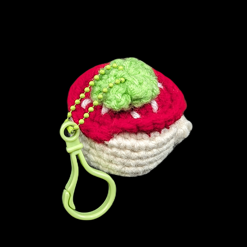 Tiny Duckie Wearing a Strawberry Hat Crochet Plush Mini Keychain (Assorted!)