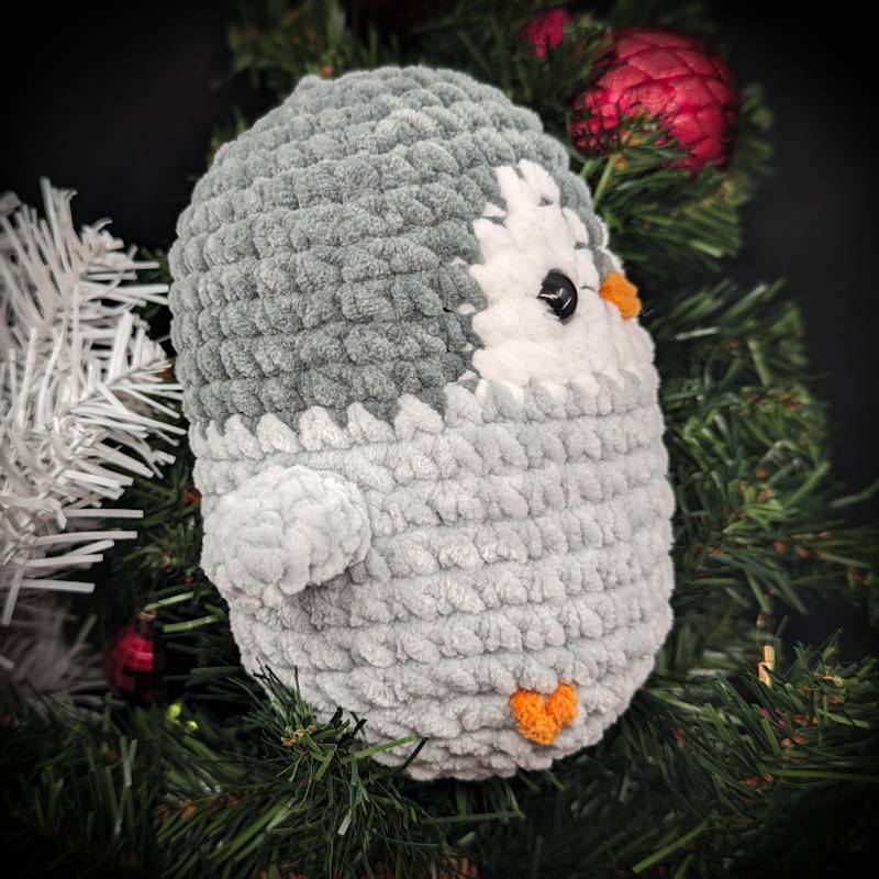 Chubby Penguin Crochet Plush (Grey)