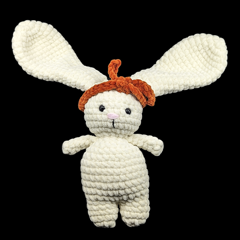 White Coloured Lop Ear Bunny Crochet Plush with Removable Headband