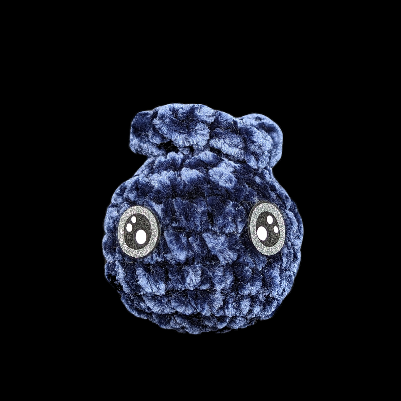 Blueberry Crochet Ball Plush Mini Keychain with Custom Eyes