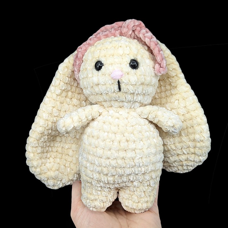 Cream Coloured Lop Ear Bunny Crochet Plush with Removable Headband