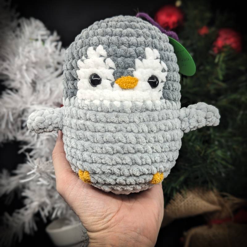 Chubby Penguin Crochet Plush (Grey)