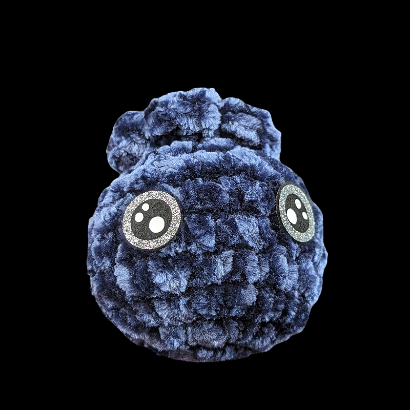Blueberry Crochet Ball Plush Mini Keychain with Custom Eyes