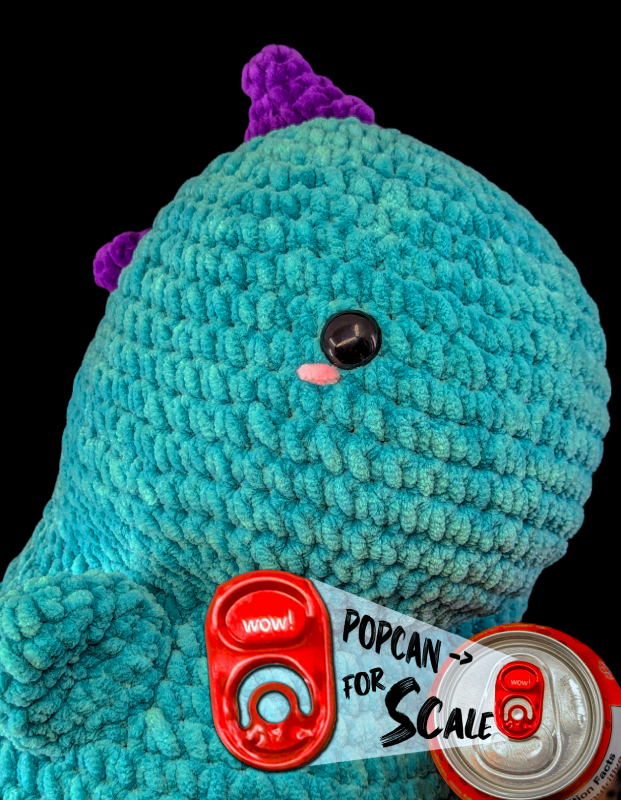 Jumbo Kawaii Teal / Purple Dinosaur Crochet Plush