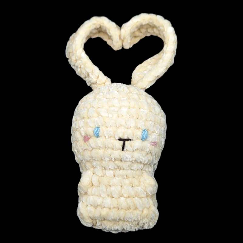 Kawaii Baby Bunny Crochet Plush with floppy ears - Cream
