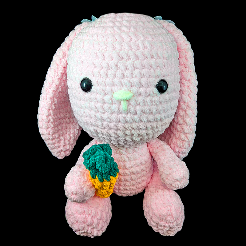 Jumbo Kawaii Pink Bunny with Carrot Crochet Plush