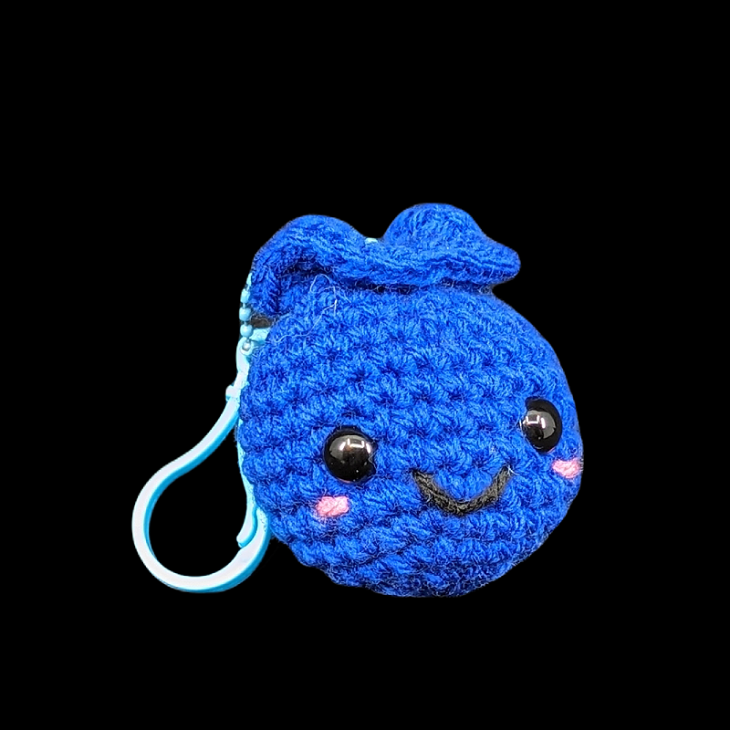 Kawaii Smile Blueberry Crochet Ball Mini Keychain Plush Toy