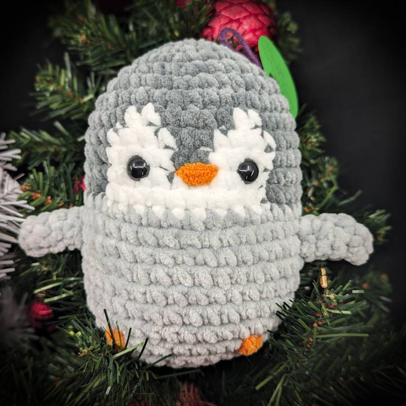 Chubby Penguin Crochet Plush (Grey)