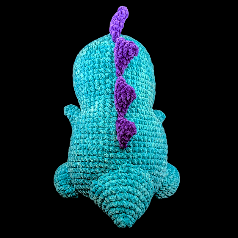 Jumbo Kawaii Teal / Purple Dinosaur Crochet Plush