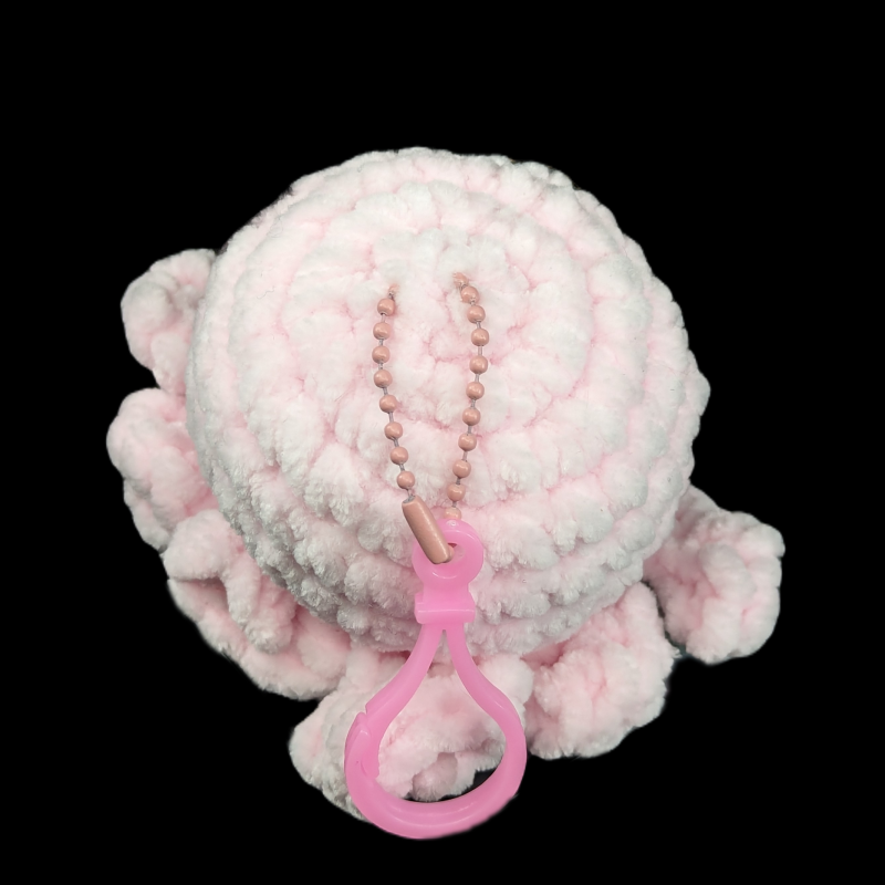 Octopus Crochet Plush Mini Keychain (Pink with Custom Felt Eyes)