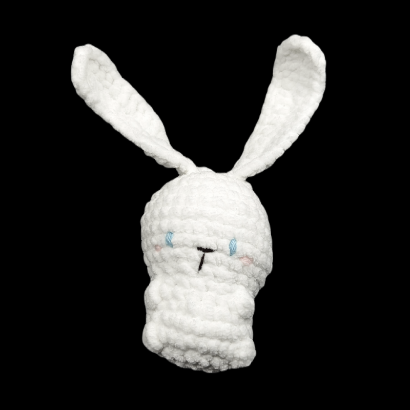 Kawaii Baby Bunny Crochet Plush with floppy ears - White