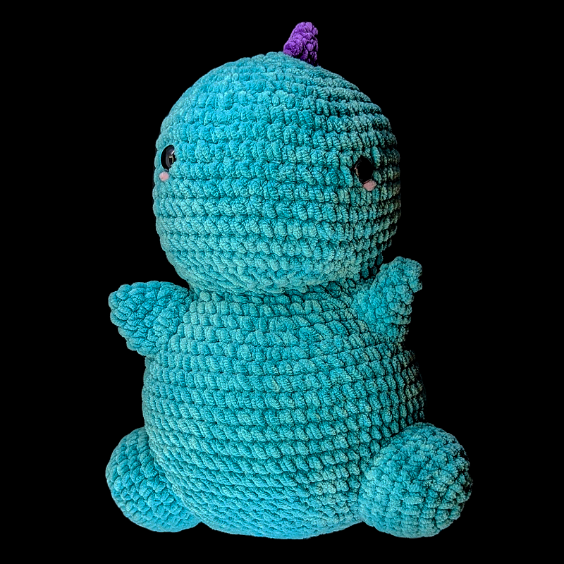 Jumbo Kawaii Teal / Purple Dinosaur Crochet Plush