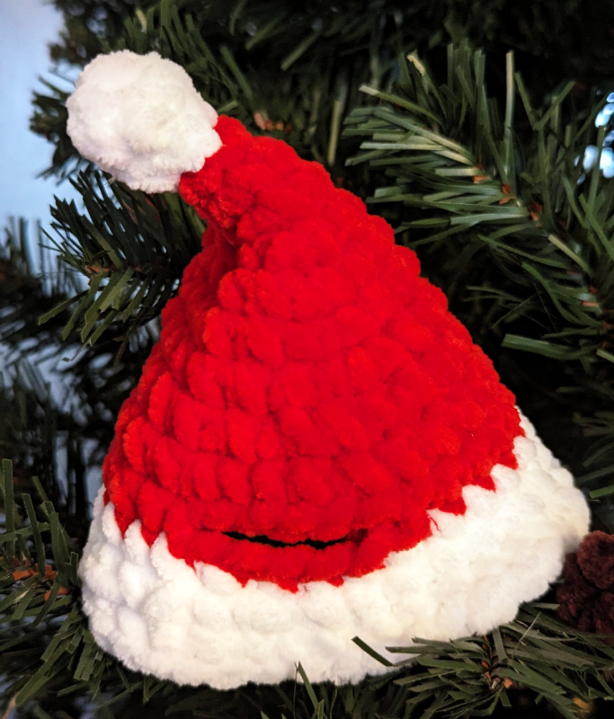 Puppy Dog Crochet Plush with Jingle Bell and Removable Red Santa Hat