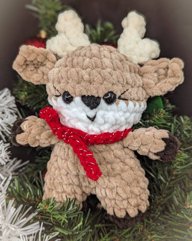 Reindeer Crochet Plush with Red Scarf (B)