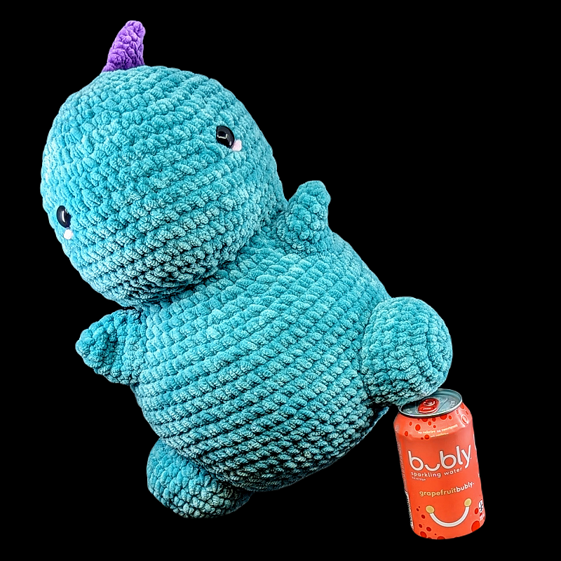 Jumbo Kawaii Teal / Purple Dinosaur Crochet Plush