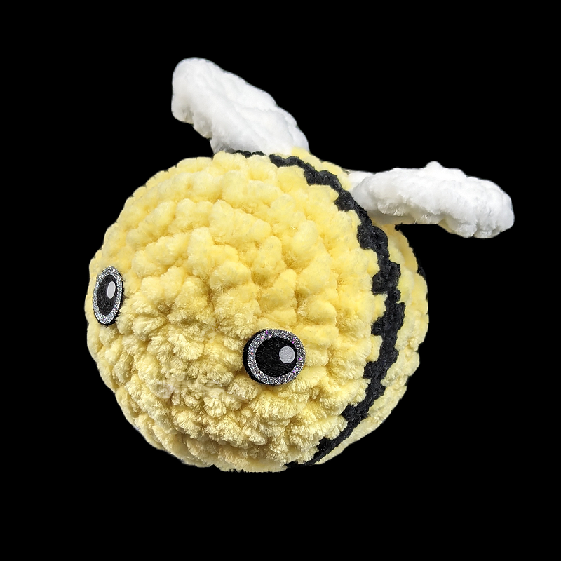 Big Bumblebee Crochet Ball Plush with Custom Sparkel Felt Eyes
