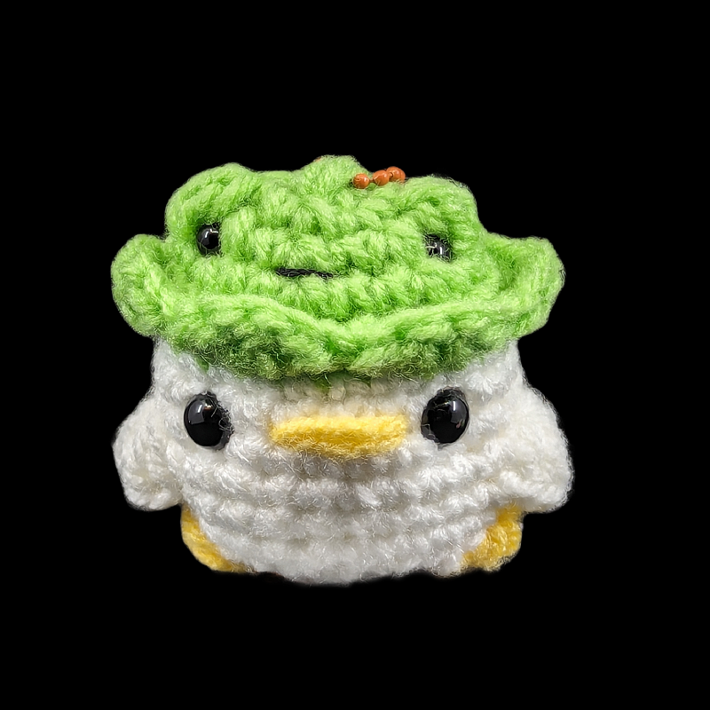 Tiny Duckie Wearing a Froggy Hat Crochet Plush Mini Keychain (Assorted!)