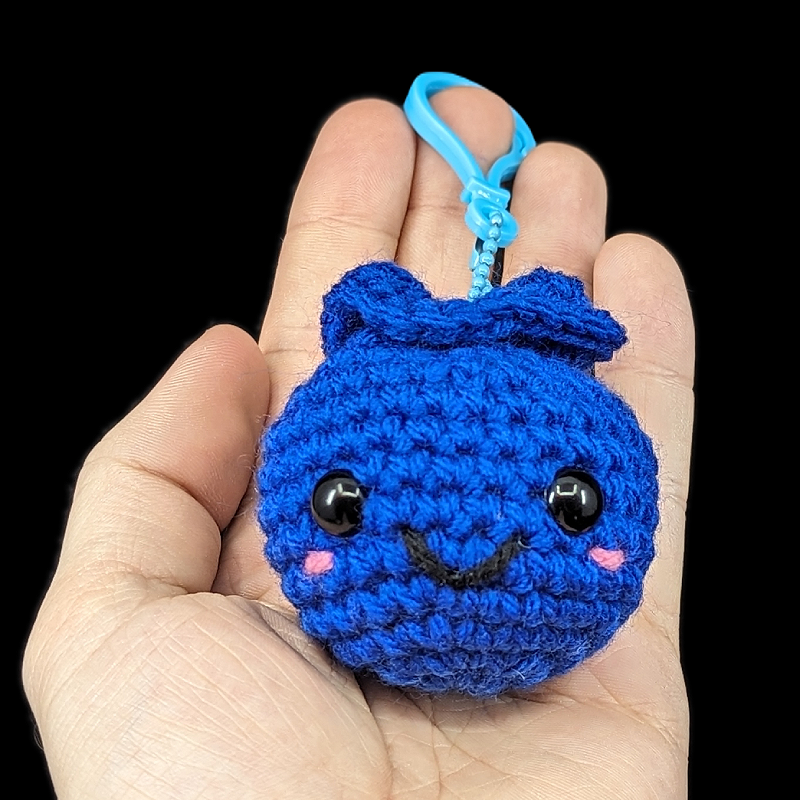 Kawaii Smile Blueberry Crochet Ball Mini Keychain Plush Toy