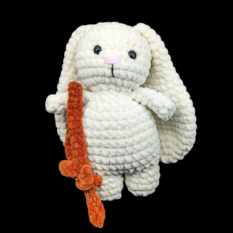 White Coloured Lop Ear Bunny Crochet Plush with Removable Headband