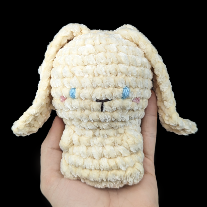 Kawaii Baby Bunny Crochet Plush with floppy ears - Cream
