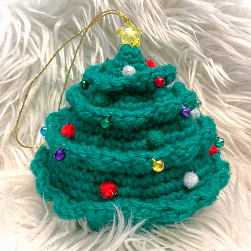 Chibi Xmas Tree Crochet Plush Ornament with Yellow Star