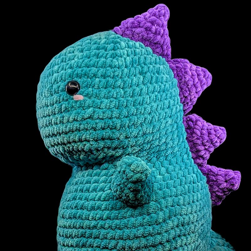 Jumbo Kawaii Teal / Purple Dinosaur Crochet Plush