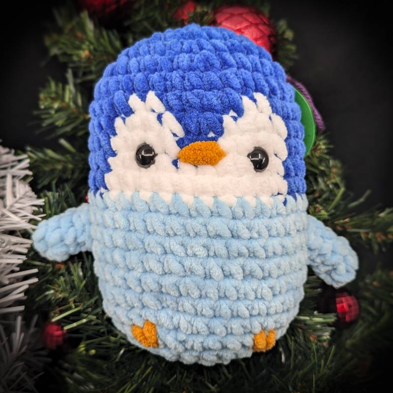 Chubby Penguin Crochet Plush (Blue)