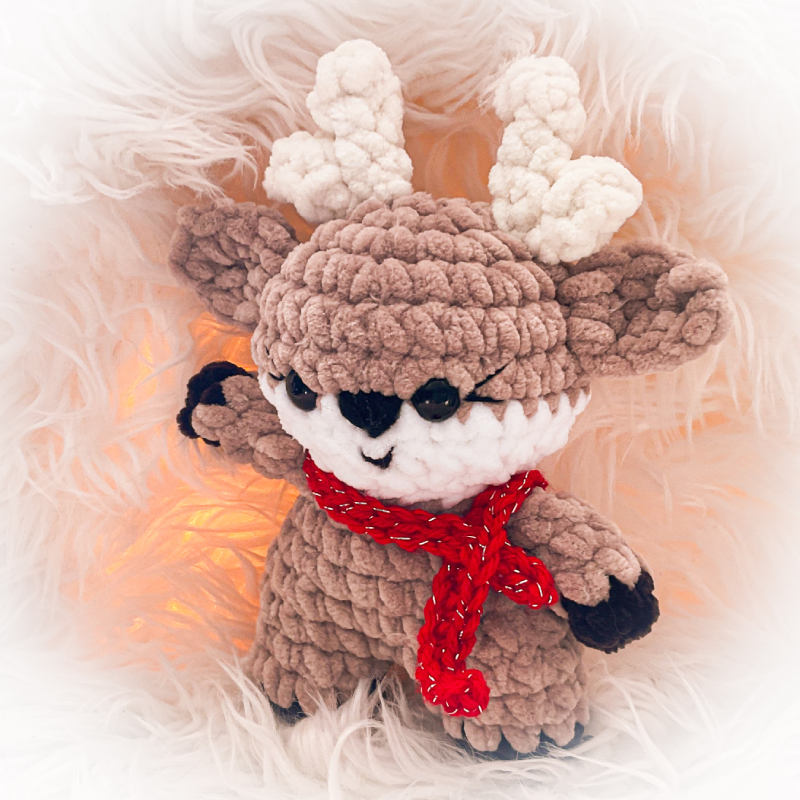 Reindeer Crochet Plush with Red Scarf (A)