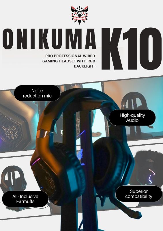 ONIKUMA K10 Pro Professional Wired Gaming Headset with RGB Backlight