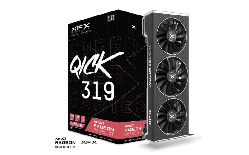 XFX SPEEDSTER QICK 319 AMD Radeon™ RX 6750 XT Ultra Gaming Graphics Card with 12GB GDDR6 HDMI 3xDP, AMD RDNA™ 2