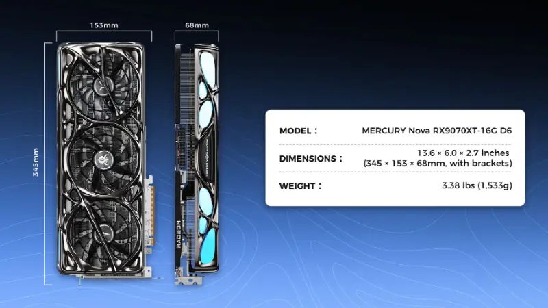 Yeston x GravaStar AMD RADEON RX 9070 XT 16G GDDR6 Mercury Nova OC