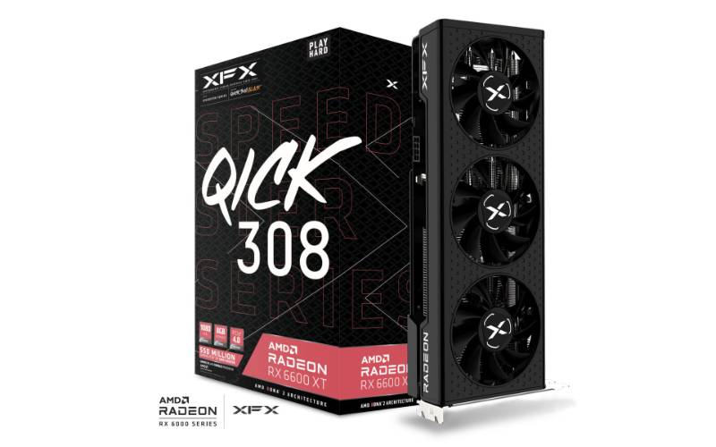 XFX Speedster QICK 308 AMD Radeon™ RX 6600 XT Black Gaming Graphics Card with 8GB GDDR6, AMD RDNA™ 2