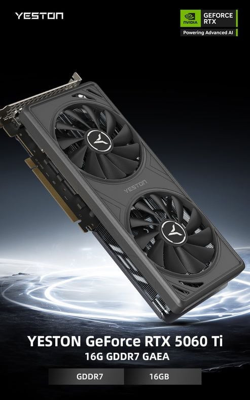 Yeston GAEA Nvidia GeForce RTX 5060 Ti 16G 128bit GDDR7 Gaming GPU Graphics Card