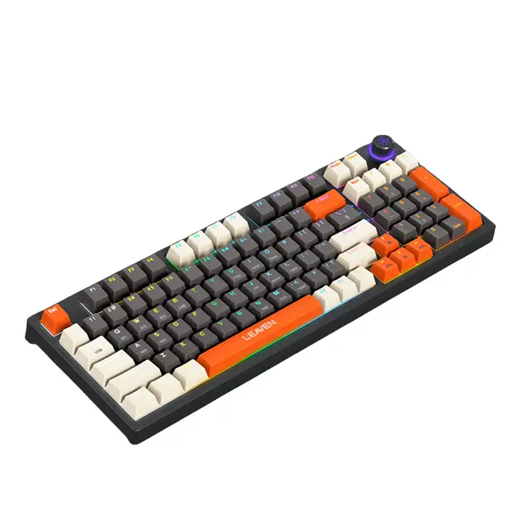 LEAVEN Keyboard H96 Tri-Mode Mechanical Keyboard white-gray-orange