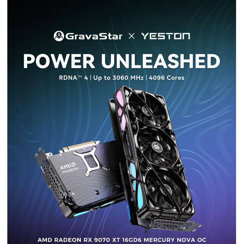 Yeston x GravaStar AMD RADEON RX 9070 XT 16G GDDR6 Mercury Nova OC