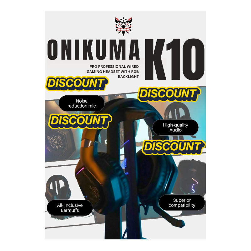 ONIKUMA K10 Pro Professional Wired Gaming Headset with RGB Backlight