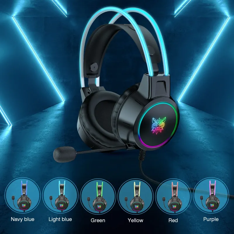 ONIKUMA X15 PRO Double-Head Beam Noise Cancelling Microphone Durable Stereo Surround Gaming Headphones RGB Audifonos Alambricos Gaming Headset