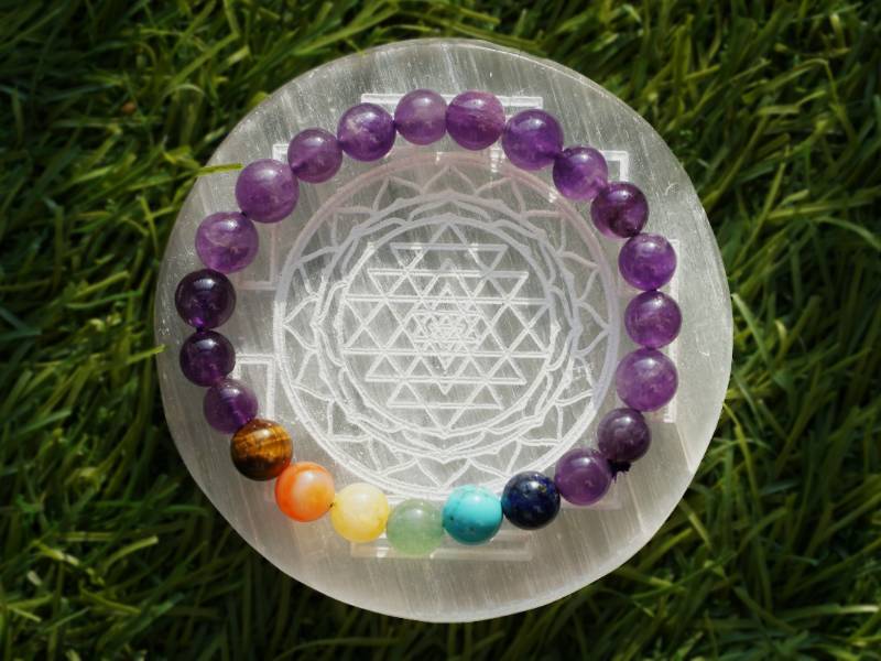 Amethyst with 7 Chakra (Bracelet) AAA quality