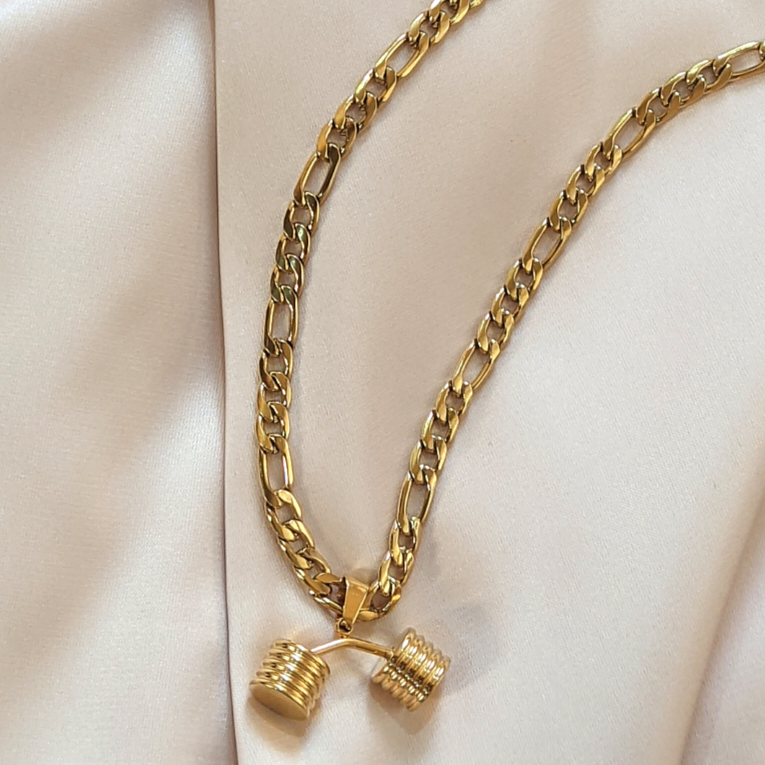 Collar Pesas de acero inoxidable chapado en oro