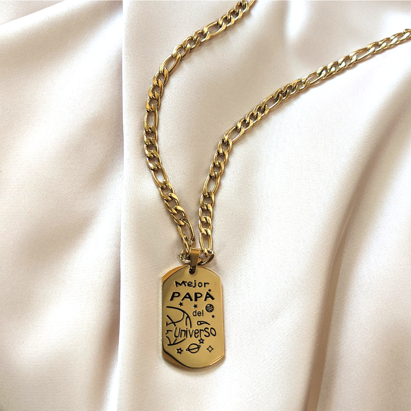Collar Papá Universo acero inoxidable chapado en oro