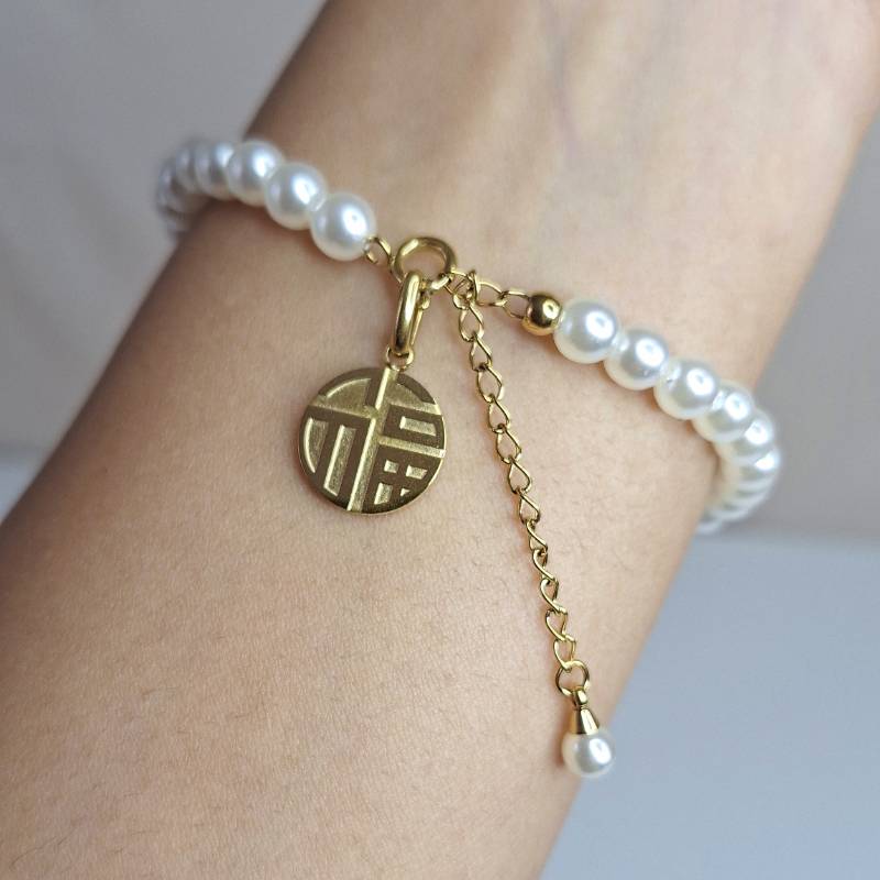 Pulsera Perlas acrílicas y acero inoxidable