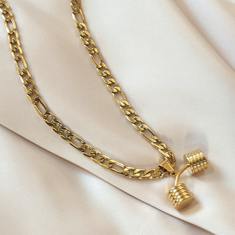 Collar Pesas de acero inoxidable chapado en oro