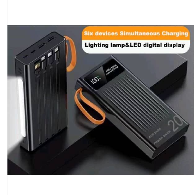 20,000mah Power Bank with Led & 4 cables