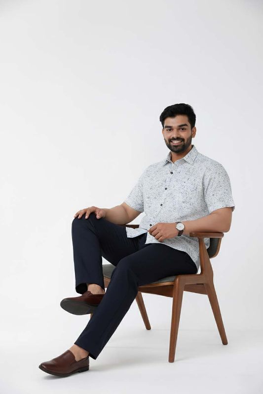 Coir Print White Muslin Cotton Shirt