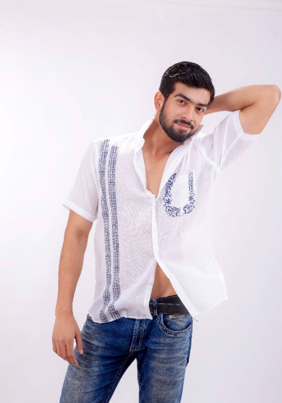 Blue Lever White Muslin Cotton Shirt