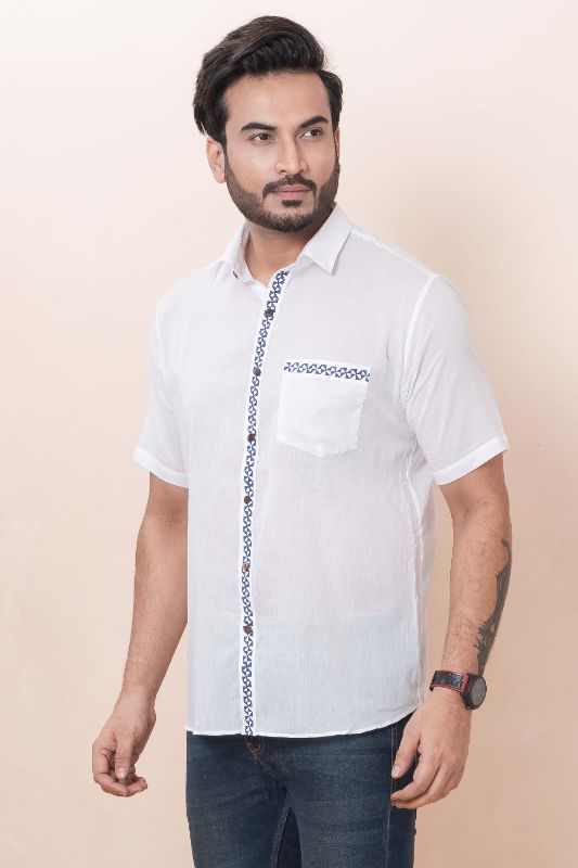 BLUE TRELL White Muslin Cotton Shirt