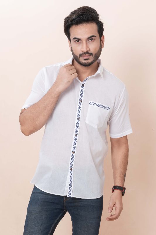 BLUE TRELL White Muslin Cotton Shirt